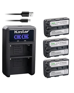 Kastar 3-Pack NP-FM50/FM55Battery and LED2 USB Charger Compatible with Sony DCR-TRV38 DCR-TRV39 DCR-TRV40 DCR-TRV50 DCR-TRV60 DCR-TRV70 DCR-TRV75 DCR-TRV80 DCR-TRV116 DCR-TRV140 DCR-TRV145 Camera