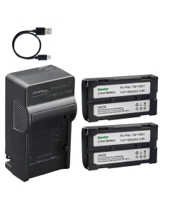 Kastar 2-Pack Battery and AC & USB-C Charger, Compatible with BDC46 BDC58 BDC70 BT-70 BLI-162 ERC610 Replacement Batteries for Topcon HiPer II V, Sokkia Total Station, Hitachi JVC Panasonic Camcorder