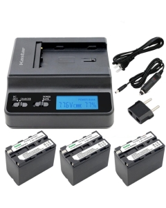 Kastar Ultra Fast Charger and Battery 3-Pack Replacement for Sony NP-F970 NP-F960 CCD-SC65 CCD-TR940 CCD-TR3300 CCD-TRV615 CCD-TRV815 DCR-VX2100 DSR-PD150 DSR-PD170 FDR-AX1 HDR-AX2000 HDR-FX1 HDR-FX7