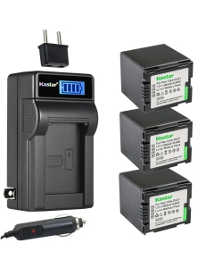 Kastar 3-Pack CGA-DU21 Battery and LCD AC Charger Compatible with Panasonic NV-GS158, NV-GS180, NV-GS188, NV-GS200, NV-GS230, NV-GS250, NV-GS258, NV-GS280, NV-GS300, NV-GS308, NV-GS320, NV-GS328
