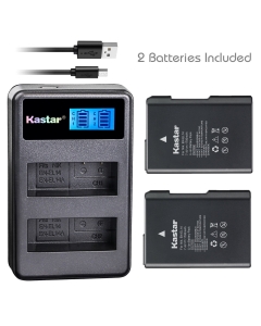 Kastar Battery 2 Pack and LCD Dual Charger for Nikon EN-EL14 EN-EL14a MH-24, Nikon Coolpix P7000 Coolpix P7100 Coolpix P7700 Coolpix P7800 Nikon D3100 D3200 D3300 D3400 D5100 D5300 D5500 D5600 Df DSLR