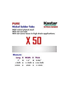 Kastar Pure Nickel Solder Tab (50 Pieces), Commercial Grade Best Suited for Heavy Duty, high Current and hig Capacity Battery Packs. Build Your own RC Toys and Power Tool Battery Pack DIY Projects.