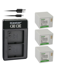 Kastar 3-Pack Battery and LCD Dual USB Charger Replacement for Arlo A-2 A2, VMA4400C, VMA4410, VMA4410-10000S, VML4030, VML4430, 308-10030-01, 308-10032-01, Arlo Go Mobile Security Camera