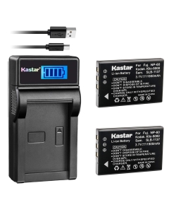 Kastar 2X Battery + LCD USB Charger Replacement for Fujifilm NP-60, Kodak KLIC-5000, Samsung SLB-1137, Olympus Li-20B and Fujifilm FinePix, Kodak EasyShare One Series, Olympus AZ-1, AZ-2 Camera