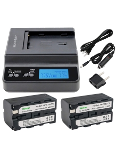 Kastar Ultra Fast Charger + 2X Battery for Sony NP-F770 NP-F750 and CCD-RV100 CCD-RV200 CCD-SC9 CCD-TR1 CCD-TR940 CCD-TR917 HXR-MC2000U Camera CN-126 CN-160 CN-216 CN-304 YN 300 VL600 LED Video Light