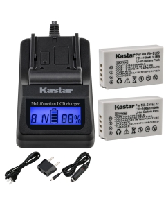 Kastar Ultra Fast Charger(3X Faster) Kit and Battery (4-Pack) for Nik EN-EL22, MH-29 Work with Nik 1 J4, Nik 1 S2 Cameras [Over 3X Faster Than a Normal Charger with Portable USB Charge Function]