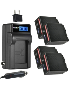 Kastar 4-Pack VW-VBG6 Pro Battery and LCD AC Charger Compatible with Panasonic SDR-H79P, SDR-H80, SDR-H80A, SDR-H80K, SDR-H80P, SDR-H80PC, SDR-H80R, SDR-H80S, SDR-H90, SDR-H90K, SDR-H90P, SDR-H90PC