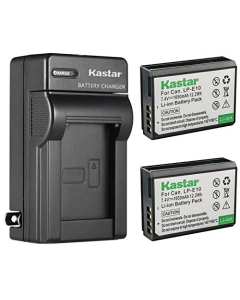 Kastar 2-Pack Battery and AC Wall Charger Replacement for Canon LP-E10 LPE10 Battery, Canon LC-E10 LC-E10N Charger, Canon EOS 3000D, EOS Kiss X50, EOS Kiss X70, EOS Kiss X80, EOS Kiss X90 DSLR Camera