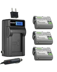 Kastar 3-Pack EN-EL15a Battery and LCD AC Charger Compatible with Nikon EN-EL15 EN-EL15a EN-EL15b ENEL15 ENEL15a ENEL15b Battery, Nikon MH-25 MH-25a Charger, Nikon Z 7, Z7 4K UHD Camera