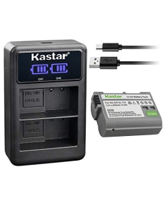 Kastar 1 Pack Battery and LCD Dual USB Charger Compatible with Nikon EN-EL15 EN-EL15a EN-EL15e Battery, Nikon MH-25 MH-25a Charger, Nikon 1 V1 Nikon D500 Nikon D600 Nikon D610 Nikon D750 Nikon D800