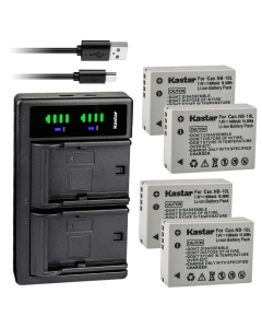Kastar 4-Pack Battery and LTD2 USB Charger Replacement for Canon NB-10L NB10L, NB-10LH NB10LH Battery, Canon CB-2LC Charger, Canon PowerShot G1 X, PowerShot G3 X, PowerShot G15, PowerShot G16 Cameras