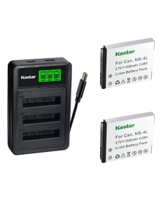 Kastar 2-Pack Battery with LZD3 USB Triple Charger Compatible with Canon NB-4L NB-4LH, PowerShot SD200 SD300 SD400 SD750 SD780 SD940 SD960 SD970 SD1100 SD1400 ELPH 100 300 330 HS Digital IXUS Cameras