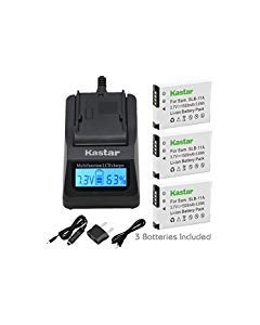 Kastar Fast Charger Kit and Battery (3-Pack) for SLB-11A and WB600 WB650 WB700 WB1000 WB2000 CL65 CL80 EX1 HZ25W HZ30W HZ35W HZ50W ST1000 ST5000 ST5500 TL240 TL320 TL350 TL500 Cameras