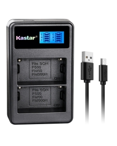 Kastar LCD Dual Slim Charger for NP-FM50 NP-FM30 NP-FM51 NP-QM50 NP-QM51 NP-FM55H and Sony CCD-FRV DCR-PC DCR-TRV DCR-DVD DSR-PDX GV HVL Series Camera Camcorder