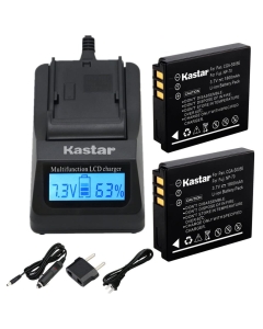 Kastar Fast Charger + Battery 2X for Panasonic Lumix CGA-S005 CGA-S005A/1B CGA-S005E CGA-S005GK DMW-BCC12 & Lumix DMC-FS1 DMC-FS2 DMC-FX01 DMC-FX07 DMC-FX1 DMC-FX3 DMC-FX180 DMC-LX1 DMC-LX3
