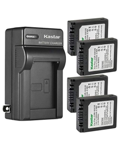 Kastar 4-Pack CGA-S002 Battery and AC Wall Charger Replacement for Panasonic CGR-S002, CGR-S002A, CGR-S002E, DMW-BM7 Battery, Panasonic DE-994, DE-994A, DE-A44 Charger
