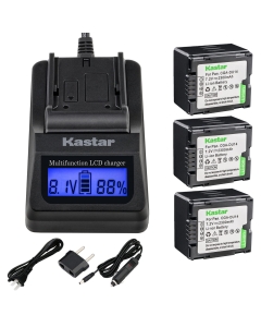 Kastar Charger and CGA-DU14 Battery (3-Pack) Replacement for Panasonic VBD140 VBD210 PV-GS120 GS150 GS180 GS320 GS400 GS500 SDR-H250 H280 VDR-M75 M95 M250, Hitachi DZ-BP21SJ DZ-BP14S DZ-BP7S DZ-BP14SW