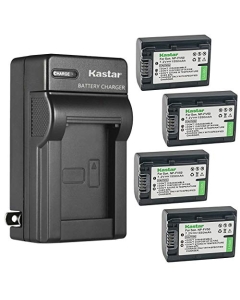 Kastar 4-Pack Battery and AC Wall Charger Replacement for Sony HXR-MC88, HXR-NX30, HXR-NX70, HXR-NX80, PXW-Z90V, PXW-X70, DCR-PJ5, DCR-SR10, DCR-SR15, DCR-SR20, DCR-SR21, DCR-SR58, DCR-SR68, FDR-AX33