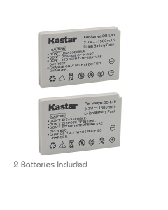 Kastar Battery 2 Pack for Sanyo DB-L40, DB-L40AU and Sanyo Xacti DMX-HD1, DMX-HD1A, DMW-HD2, DMX-HD15, DMX-HD700, DMX-HD800, VPC-HD1, VPC-HD1A, VPC-HD1E, VPC-HD2, VPC-HD700, VPC-HD800 Cameras