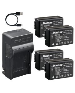 Kastar 4-Pack Battery and AC & USB-C Charger, Compatible with Panasonic DMW-BMB9 DMW-BMB9E DMW-BMB9PP Lumix DMC-FZ40 FZ45 FZ47 FZ48 FZ60 FZ62 FZ70 FZ72 FZ100 FZ150 DC-FZ80 FZ85 Leica V-Lux 2 3