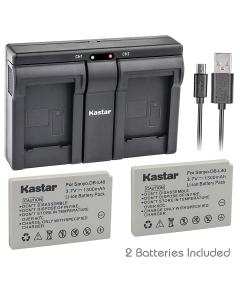 Kastar 2X Battery + USB Dual Charger for Sanyo DB-L40, DB-L40AU and Sanyo Xacti DMX-HD1, DMX-HD1A, DMW-HD2, DMX-HD15, DMX-HD700, DMX-HD800, VPC-HD1, VPC-HD1A, VPC-HD1E, VPC-HD2, VPC-HD700, VPC-HD800