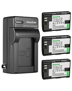 Kastar 3-Pack LP-E6 Battery and AC Wall Charger Replacement for Canon LP-E6, LP-E6N, LP-E6NH, LP-E6NPro Battery, Canon BG-E6, BG-E9, BG-E11, BG-E13, BG-E14, BG-E16, BG-E20, BG-E21, BG-E22 Battery Grip