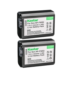 Kastar Battery (2-Pack) for Sony NP-FW50, BC-VW1, BC-TRW work with Sony Alpha 7, a7, Alpha 7R, a7R, Alpha a3000, Alpha a5000, Alpha a6000, NEX-3, NEX-3N, NEX-5, NEX-5N, NEX-5R, NEX-5T, NEX-6, NEX-7, NEX-C3, NEX-F3, SLT-A33, SLT-A35, SLT-A37, SLT-A55V, Cyb