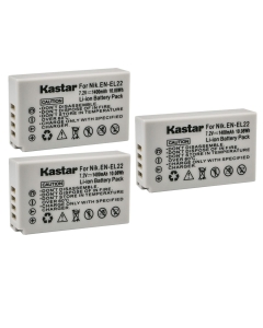 Kastar 3-Pack EN-EL22 Battery Replacement for Nikon EN-EL22 ENEL22 Battery, MH-29Charger, Nikon 1 J4 Digital Camera, Nikon 1J4 Digital Camera, Nikon 1 S2 Digital Camera, Nikon 1S2 Digital Camera