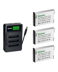 Kastar 3-Pack Battery with LZD3 Triple Charger Compatible with Samsung SLB-10A JVC BN-VH105 Sealife SLB10A Toshiba PA5081 BenQ DLI-301 Zoom BT-02, Samsung WB700 WB800F WB850F, JVC GC-XA2, Zoom Q4 Q4n