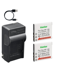 Kastar 2-Pack CNP-120 Battery and AC & USB-C Charger, Compatible with Casio Exilim EX-S200 S300 Z31 Z680 Z690 Z770 Z780 Z790 Z880 Z890 Z900 Z910 ZS10 ZS12 ZS15 ZS20 ZS26 ZS27 ZS28 ZS30 ZS35