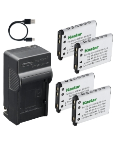 Kastar 4-Pack Battery and AC & USB-C Charger Compatible with Olympus Li-40B Li-42B, Casio NP-80, Pentax D-Li63, for Olympus FE Stylus Tough, Casio Exilim, Pentax Optio, Sanyo Xacti Cameras