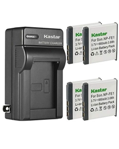 Kastar 4-Pack Battery and AC Wall Charger Replacement for Sony NP-FE1 FE1 Battery, Sony BC-CS3 Charger, Sony Cyber-Shot DSC-T7, Cyber-Shot DSC-T7/B, Cyber-Shot DSC-T7/S Digital Cameras
