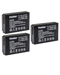 Kastar Battery (3-Pack) Replacement for LP-E12 Work with EOS M, EOS Rebel SL1, EOS 100D Cameras