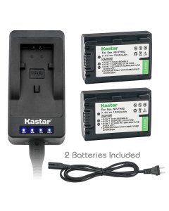 Kastar LED Super Fast Charger & Camcorder Battery x2 for Sony NP-FH50 and Sony DVD850 DVD905 DVD908 DVD910 DVD920 DCR-HC16 HC17 HC18 HC19 HC20 HC21 HC22 HC23 HC24 HC26 HC27 HC28 HC30 HC32 Sony SLT-A35