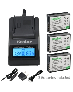 Kastar Ultra Fast Charger(3X Faster) Kit and Battery (3-Pack) for Canon LP-E10, LC-E10 Work with Canon EOS Rebel T5, EOS Rebel T3, EOS Kiss X50, EOS Kiss X70, EOS 1200D, EOS 1100D DSLR Cameras