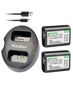 Kastar Battery (X2) & Dual USB Charger for NP-FW50 and Sony Alpha 6300 Alpha 6500 ILCE-QX1 Alpha 7 7R 7R II 7S a7R a7S a7R II a5000 a5100 a6000 a6300 NEX-7 DSC-RX10 DSC-RX10 II III 7SM2 ILCE-7R 7S