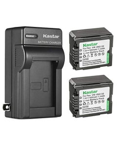 Kastar 2-Pack VW-VBG130 Battery and AC Wall Charger Replacement for Panasonic SDR-H90, SDR-H90K, SDR-H90P, SDR-H90PC, VDR-D50, VDR-D51, VDR-D210, VDR-D220, DMW-BLA13, VW-VBG070, VW-VBG130, VW-VBG260