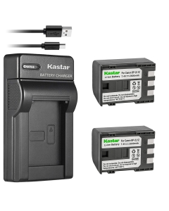 Kastar Battery (X2) & Slim USB Charger for Canon BP-2L12 BP-2L14 BP-2L15 BP-2L24H BP-2L5 NB-2L12 NB-2L14 NB-2L and DC310 DC330 Elura 60 Vixia HV20 Vixia HV30 ZR100 ZR200 ZR300 ZR500 ZR600 ZR800