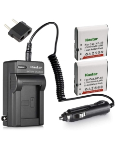 Kastar CNP-40 Battery (2-Pack) and Charger Kit for Kodak LB-060 AZ521 AZ361 AZ501 AZ522 AZ362 AZ526, HP D3500 SKL-60 V5060H V5061U Cameras and SUN06 YCO6 Full HD Portable Camcorders
