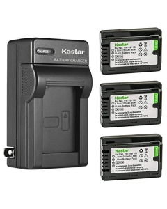 Kastar 3-Pack Battery and AC Wall Charger Replacement for Panasonic VW-VBY100 Battery, Panasonic HC-V110 HC-V110G HC-V110GK HC-V110K HC-V110P HC-V110P-K, HC-V130 HC-V130K, HC-V201 HC-V201K Cameras