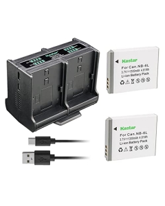 Kastar 2-Pack Battery and Quadruple Charger Compatible with Canon NB-6L NB6L, NB-6LH NB6LH Battery, Canon CB-2LY Charger, Canon IXY Digital 25 is, Digital IXUS 200 is, Digital IXUS 210 Digital Camera