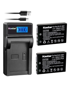 Kastar Battery (X2) & LCD USB Charger for Kodak KLIC-5001 and Easyshare P712 P850 P880 Z730 Z760 Z7590 DX6490 DX7440 DX7590 DX7630 Sanyo DB-L50 DMX-WH1 HD1010 FH11 HD2000 VPC-WH1 HD2000 HD1010 HD1000