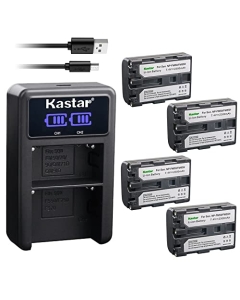 Kastar 4-Pack NP-FM50/FM55Battery and LED2 USB Charger Compatible with Sony HDR-HC1 HDR-SR1 HDR-UX1 Camera, Video Walkman GV-D1000, NP-FM30 NP-FM50 NP-FM55H NP-QM71D NP-QM91D Battery