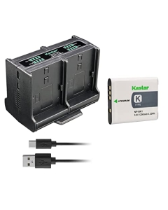 Kastar 1-Pack Battery and Quadruple Charger Compatible with Sony Webbie MHS-PM1, Bloggie MHS-CM5 MHS-PM5, Cyber-Shot DSC-S750 DSC-S780 DSC-S950 DSC-S980 DSC-W180 DSC-W190 DSC-W370 Digital Camera