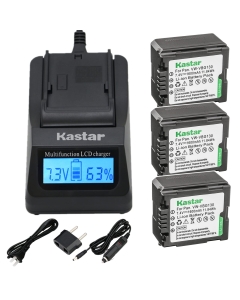 Kastar Fast Charger + Battery 3X Replacement for Panasonic VW-VBG130 & Lumix DMC-L10 HDC-HS250 HDC-HS300 HDC-HS700 HDC-SD10 HDC-SD600 HDC-SD700 HDC-SDT750 HDC-TM10 HDC-TM15 HDC-TM300 HDC-TM700 SDR-H80