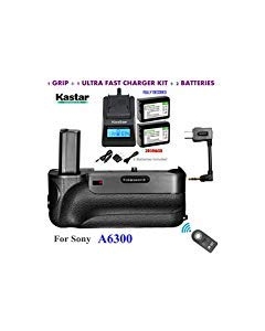 Kastar Infrared Remote Control Pro Vertical Battery Grip (Built-in 2.4G Wireless Control) + 2 x NP-FW50 Replacement Batteries + Ultra Fast Charger Kit for Sony ILCE-A6300 / A6300 Digital SLR Camera