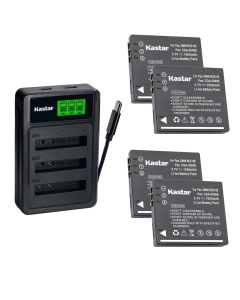 Kastar 4-Pack Battery with LZD3 USB Triple Charger Compatible with Panasonic CGA-S008 DMW-BCE10 VW-VBJ10 Leica BP-DC6 Ricoh DB-70, Lumix FS3 FS5 FS20 FX30 FX33 FX35 FX37 FX38 FX55 FX500 FX520 Camera