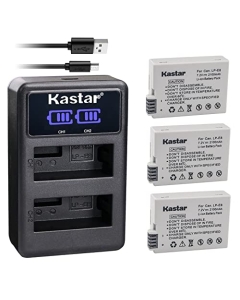 Kastar 3-Pack LP-E8 Battery and LED2 USB Charger Compatible with Canon LP-E8 LPE8 Battery, Canon LC-E8 LC-E8E Charger, Canon Camera Grip BG-E8