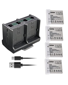 Kastar 4-Pack Battery and Quadruple Charger Compatible with Canon PowerShot SD30, SD40, SD200, SD300, SD400, SD430, SD450, SD600, SD630, SD750, TX1 Digital Camera