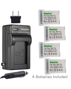 [Fully Decoded] Kastar Battery 4-Pack and Charger for Canon NB-13L NB13L CB-2LH and Canon PowerShot G5 X, G7 X, G7 X Mark II, G9 X, G9 X Mark II, PowerShot SX620 HS, SX720 HS, SX730 HS, G1 X Mark III